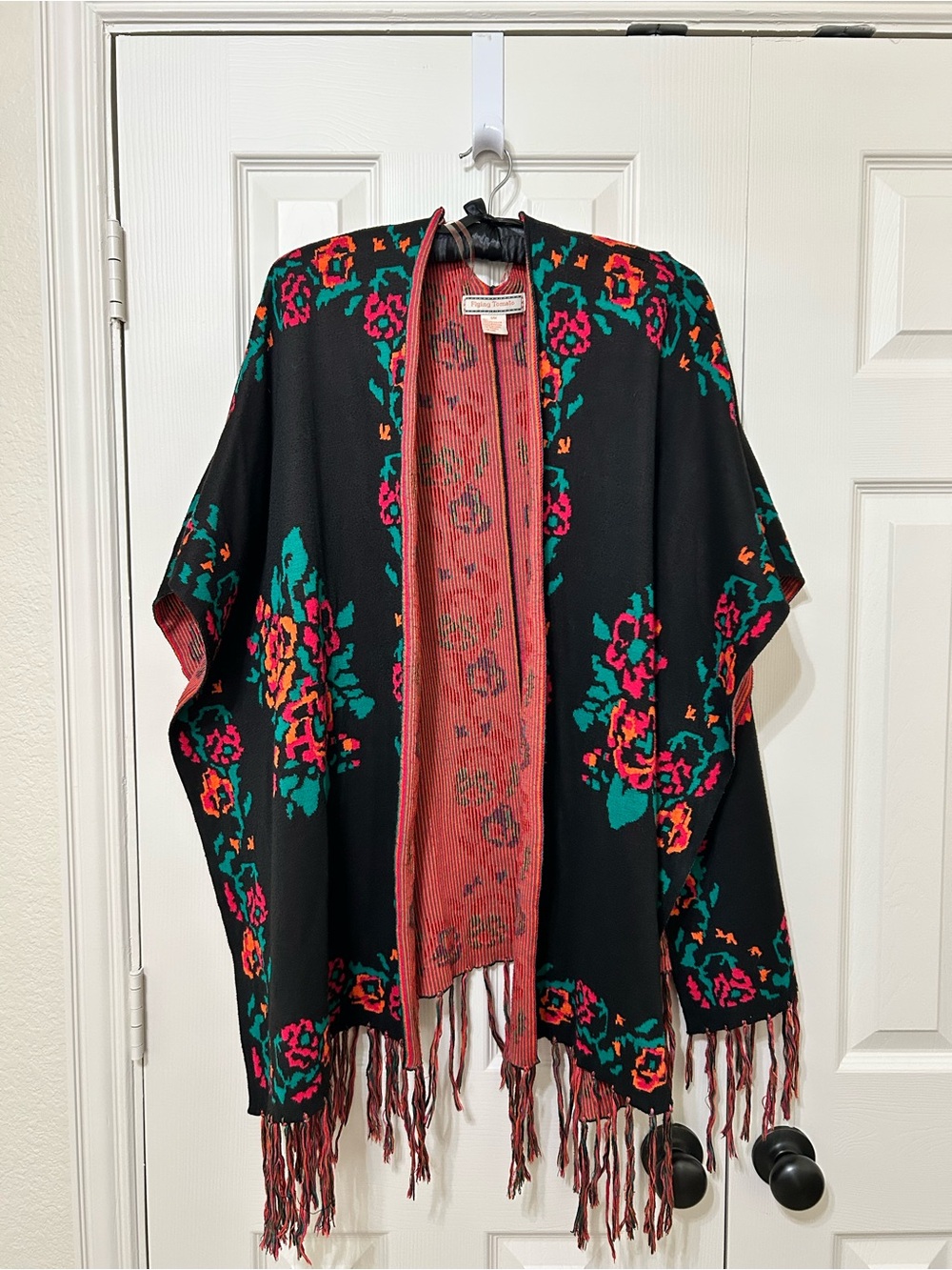 Flying Tomato Retro floral pattern poncho or cape size S/M